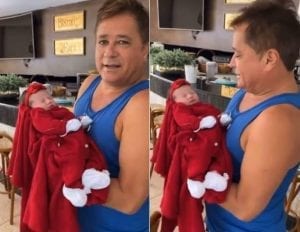 Leonardo se derrete com visita de Maria Alice, filha de Zé Felipe e Virgínia Fonseca