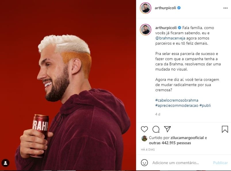 Arthur Picoli ganha fortuna para pinta cabelo.