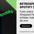 Retrospectiva Spotify 2025: Tudo sobre o Wrapped Party Imagem promocional com o logo verde do Spotify em destaque sobre fundo preto e verde, representando a Retrospectiva Spotify 2025 e o Wrapped Party.
