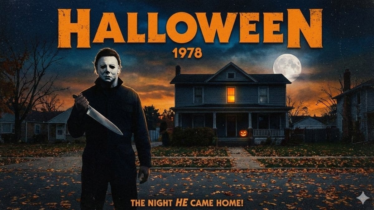 Imagem inspirada no filme Halloween (1978), terror slasher clássico