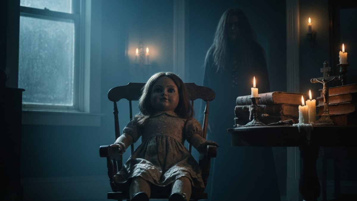 Cena inspirada no filme Invocação do Mal (2013), terror sobrenatural baseado em fatos reais