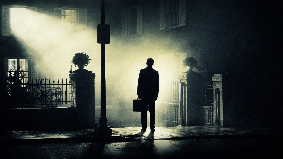 Cena simbólica do filme O Exorcista (1973), clássico do terror psicológico