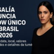 Imagem promocional destacando o anúncio do show único de Rosalía no Brasil em 2026