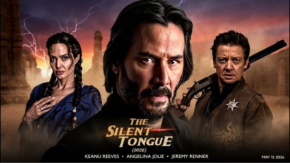 Pôster viral de The Silent Tongue (2026) com Keanu Reeves, Angelina Jolie e Jeremy Renner