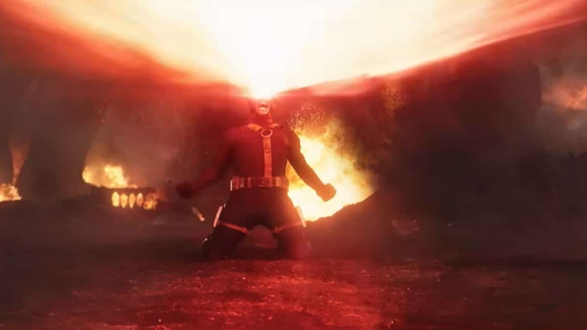 James Marsden como Ciclope com visores vermelhos e uniforme clássico no segundo teaser dublado de Vingadores: Doutor Destino (Avengers: Doomsday), lançado em 6 de janeiro de 2026