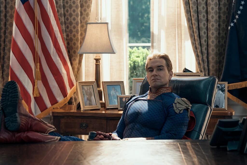 Homelander com expressão de medo e desespero em cena de The Boys