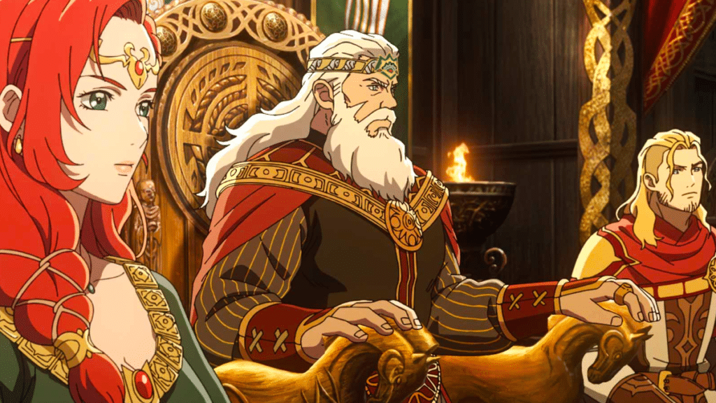 Cena de batalha de A Guerra dos Rohirrim, filme animado de O Senhor dos Anéis lançado na Netflix