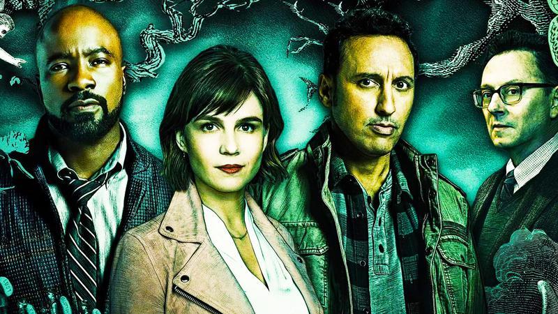 Cena da série Evil com personagens em confronto dramático