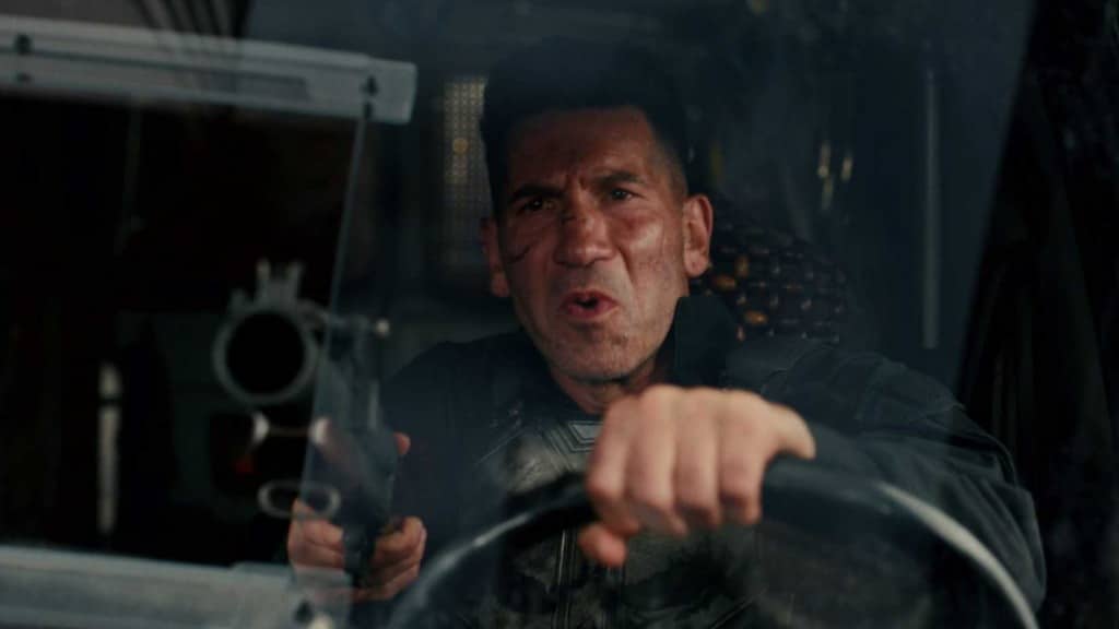 Justiceiro em cena de ação do filme Homem-Aranha: um Novo Dia