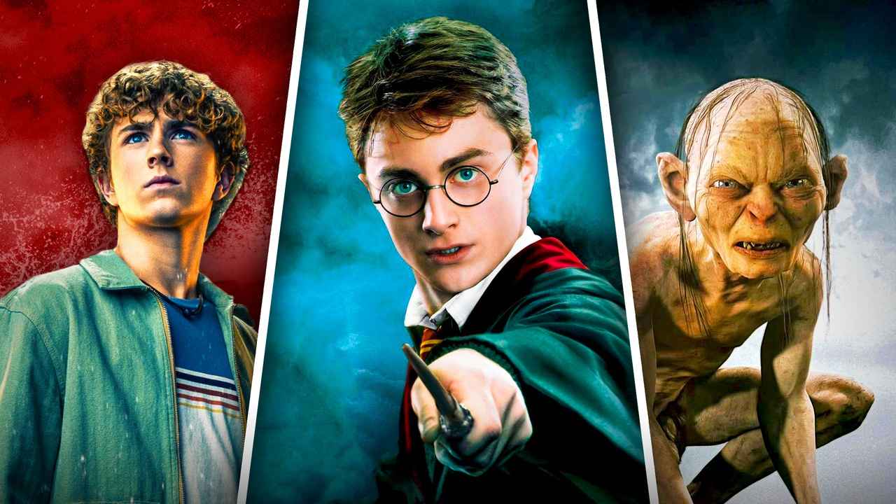 Cena de filme de fantasia dos anos 2000 com efeitos visuais e personagens em cenário épico
