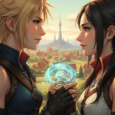 O silêncio estratégico de Final Fantasy VII Rebirth com representação LGBTQ+ Duas mulheres em confronto nas ruas de Kalm em Final Fantasy VII Rebirth, cena que evolui para relacionamento sapphico