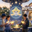 Pokémon Pokopia: o evento Jirachi revela estratégia de escassez tecnológica Jirachi em habitat temático cercado por estrelas e elementos celestiais do evento Desejo a Jirachi