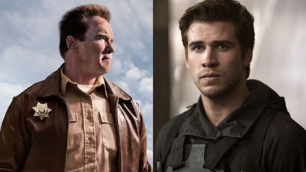Arnold Schwarzenegger e Liam Hemsworth em cena de ação do novo filme no Prime Video