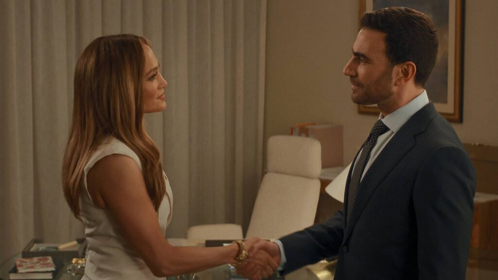 Jackie e Daniel em cena de romance no final de Paixão de Escritório