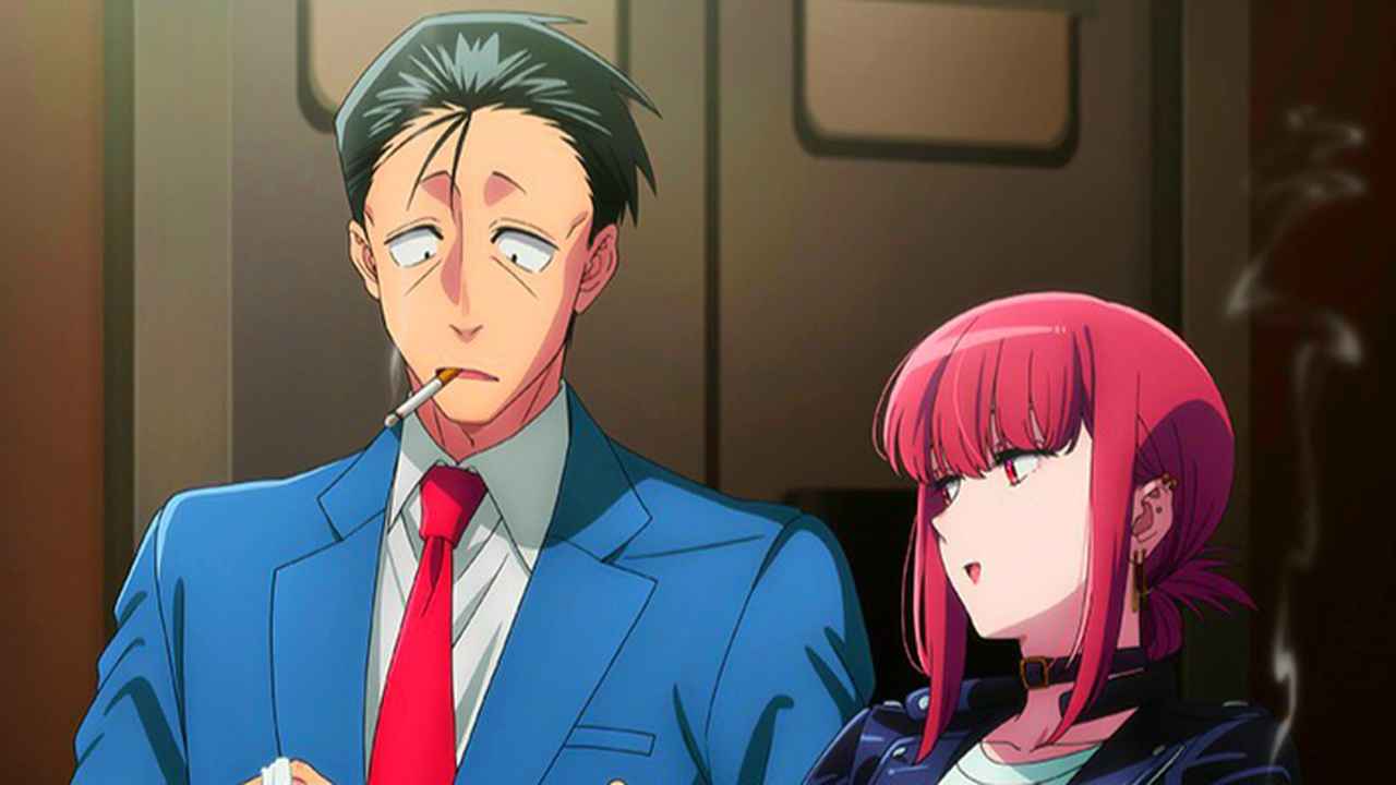 Sasaki aos 45 anos em cena do manga Smoking Behind the Supermarket With You