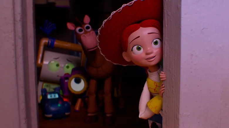 Jessie com expressão de tristeza e medo em Toy Story 5