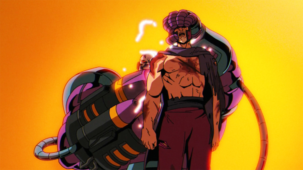 Apocalipse vaporizando Magneto com armadura Celestial em X-Men '97